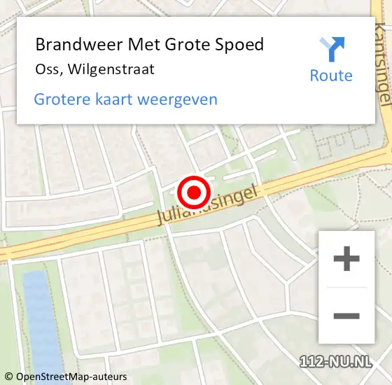 Locatie op kaart van de 112 melding: Brandweer Met Grote Spoed Naar Oss, Wilgenstraat op 19 december 2024 17:05