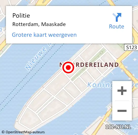 Locatie op kaart van de 112 melding: Politie Rotterdam, Maaskade op 19 december 2024 17:07