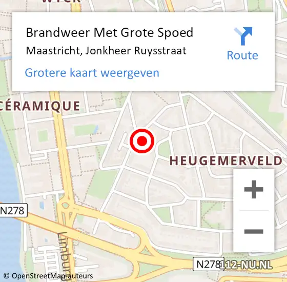 Locatie op kaart van de 112 melding: Brandweer Met Grote Spoed Naar Maastricht, Jonkheer Ruysstraat op 19 december 2024 17:08