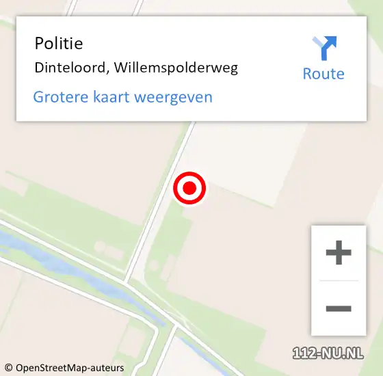 Locatie op kaart van de 112 melding: Politie Dinteloord, Willemspolderweg op 19 december 2024 17:20