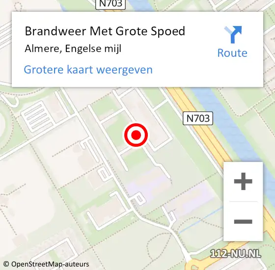 Locatie op kaart van de 112 melding: Brandweer Met Grote Spoed Naar Almere, Engelse mijl op 19 december 2024 17:21