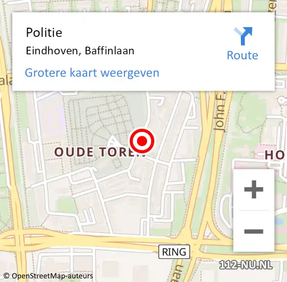 Locatie op kaart van de 112 melding: Politie Eindhoven, Baffinlaan op 19 december 2024 17:28