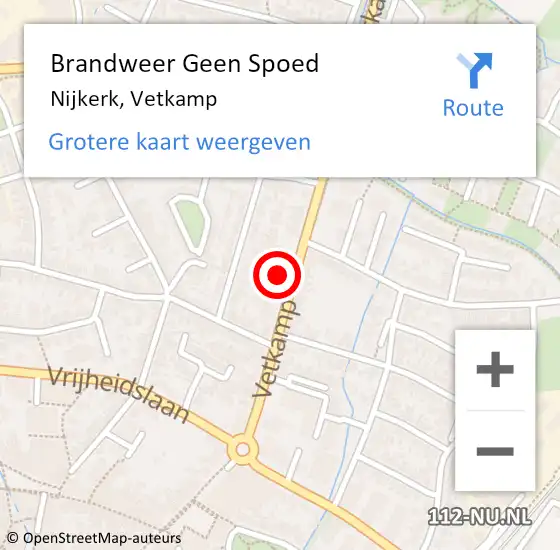 Locatie op kaart van de 112 melding: Brandweer Geen Spoed Naar Nijkerk, Vetkamp op 19 december 2024 17:33