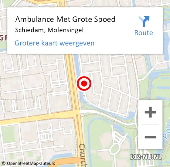 Locatie op kaart van de 112 melding: Ambulance Met Grote Spoed Naar Schiedam, Molensingel op 19 december 2024 17:42