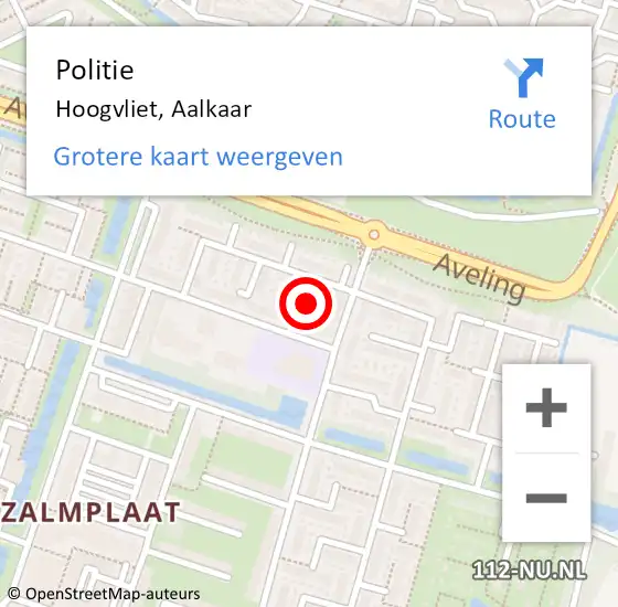 Locatie op kaart van de 112 melding: Politie Hoogvliet, Aalkaar op 19 december 2024 17:52