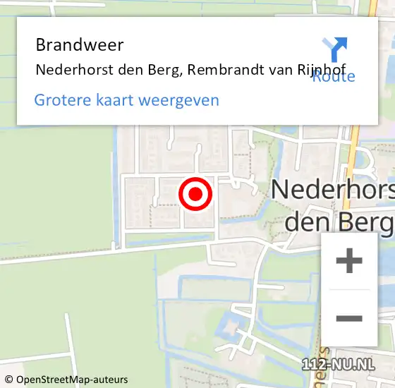 Locatie op kaart van de 112 melding: Brandweer Nederhorst den Berg, Rembrandt van Rijnhof op 19 december 2024 17:56