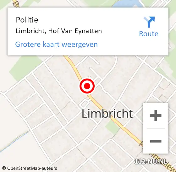 Locatie op kaart van de 112 melding: Politie Limbricht, Hof Van Eynatten op 19 december 2024 18:21