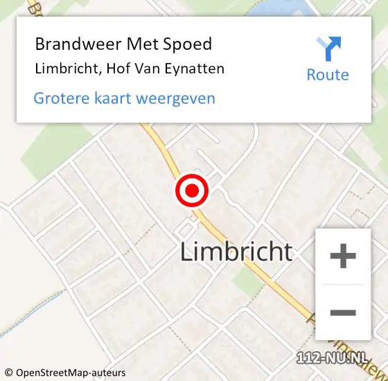 Locatie op kaart van de 112 melding: Brandweer Met Spoed Naar Limbricht, Hof Van Eynatten op 19 december 2024 18:39