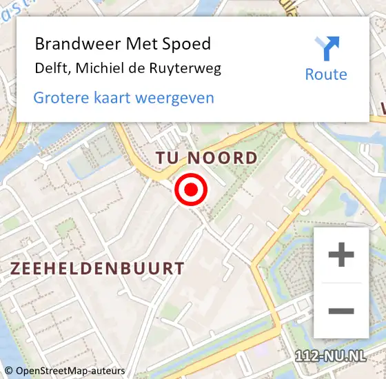 Locatie op kaart van de 112 melding: Brandweer Met Spoed Naar Delft, Michiel de Ruyterweg op 19 december 2024 18:43