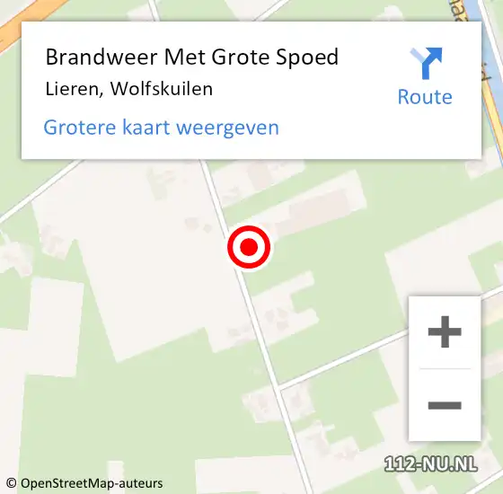 Locatie op kaart van de 112 melding: Brandweer Met Grote Spoed Naar Lieren, Wolfskuilen op 19 december 2024 18:50