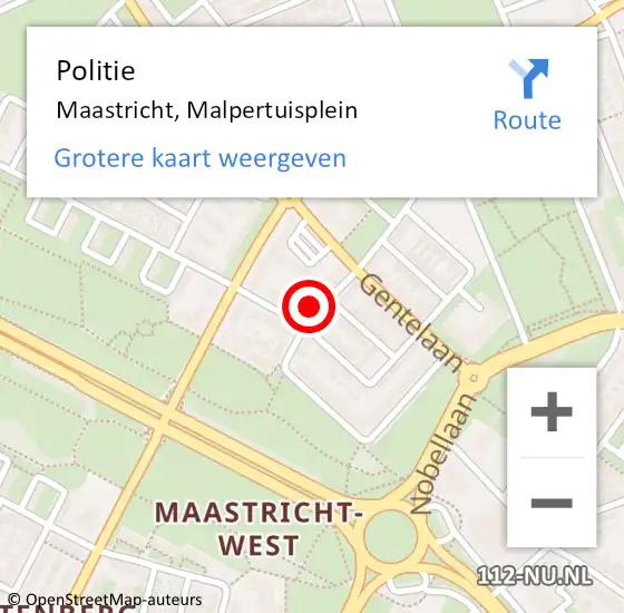 Locatie op kaart van de 112 melding: Politie Maastricht, Malpertuisplein op 19 december 2024 18:52