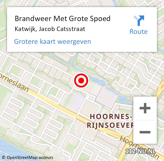 Locatie op kaart van de 112 melding: Brandweer Met Grote Spoed Naar Katwijk, Jacob Catsstraat op 19 december 2024 19:14