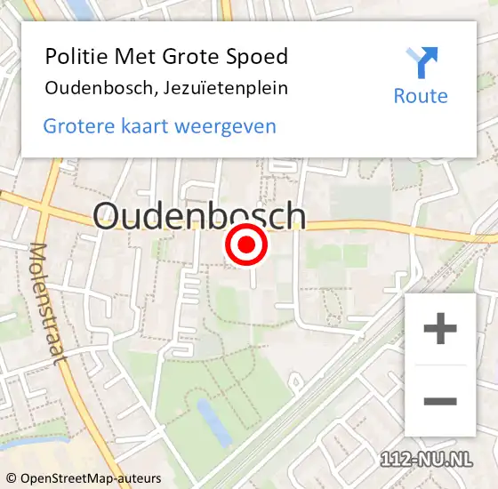 Locatie op kaart van de 112 melding: Politie Met Grote Spoed Naar Oudenbosch, Jezuïetenplein op 19 december 2024 19:28