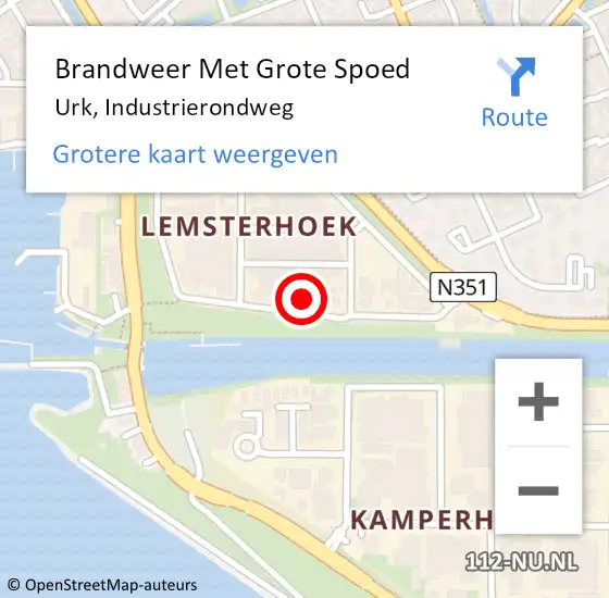 Locatie op kaart van de 112 melding: Brandweer Met Grote Spoed Naar Urk, Industrierondweg op 19 december 2024 19:40