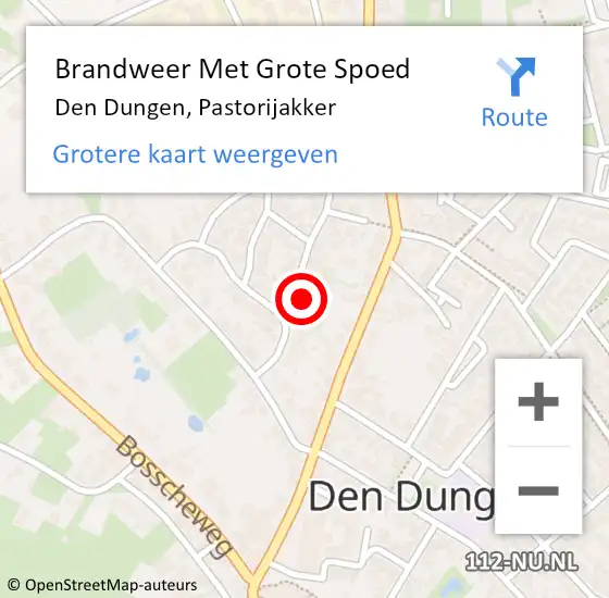 Locatie op kaart van de 112 melding: Brandweer Met Grote Spoed Naar Den Dungen, Pastorijakker op 19 december 2024 19:51