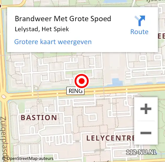 Locatie op kaart van de 112 melding: Brandweer Met Grote Spoed Naar Lelystad, Het Spiek op 19 december 2024 19:53