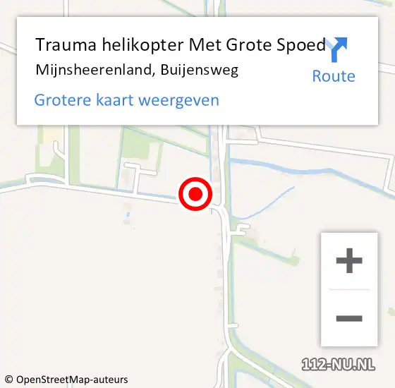 Locatie op kaart van de 112 melding: Trauma helikopter Met Grote Spoed Naar Mijnsheerenland, Buijensweg op 19 december 2024 20:10