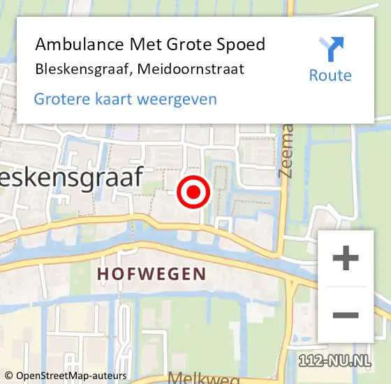 Locatie op kaart van de 112 melding: Ambulance Met Grote Spoed Naar Bleskensgraaf, Meidoornstraat op 19 december 2024 20:23