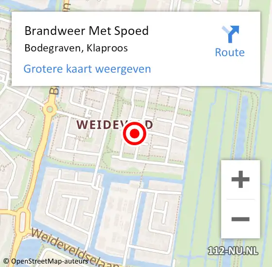 Locatie op kaart van de 112 melding: Brandweer Met Spoed Naar Bodegraven, Klaproos op 19 december 2024 20:26