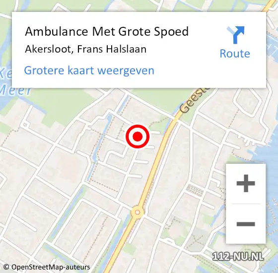 Locatie op kaart van de 112 melding: Ambulance Met Grote Spoed Naar Akersloot, Frans Halslaan op 19 december 2024 20:32