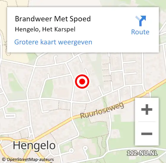 Locatie op kaart van de 112 melding: Brandweer Met Spoed Naar Hengelo, Het Karspel op 19 december 2024 21:01