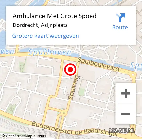 Locatie op kaart van de 112 melding: Ambulance Met Grote Spoed Naar Dordrecht, Azijnplaats op 19 december 2024 21:07