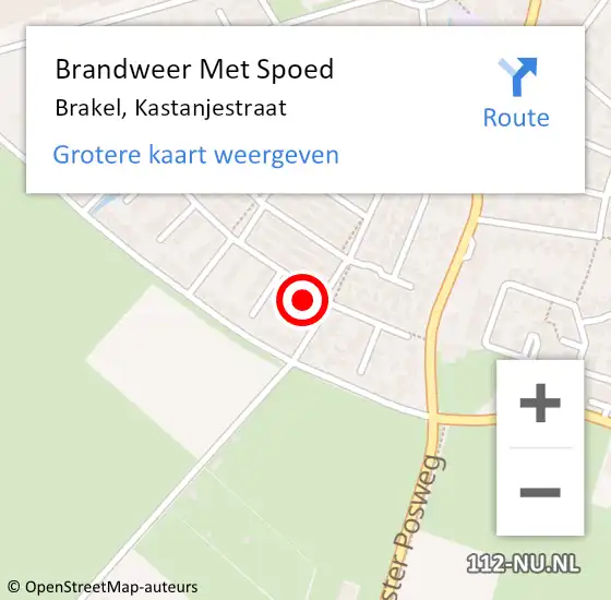 Locatie op kaart van de 112 melding: Brandweer Met Spoed Naar Brakel, Kastanjestraat op 19 december 2024 21:18