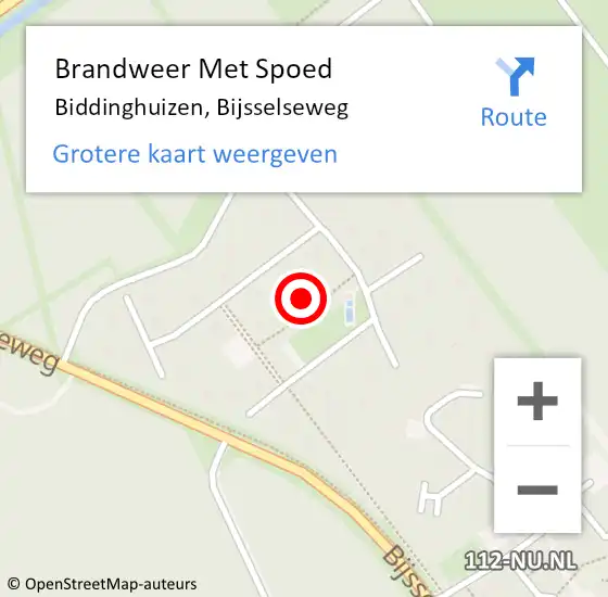 Locatie op kaart van de 112 melding: Brandweer Met Spoed Naar Biddinghuizen, Bijsselseweg op 19 december 2024 21:19