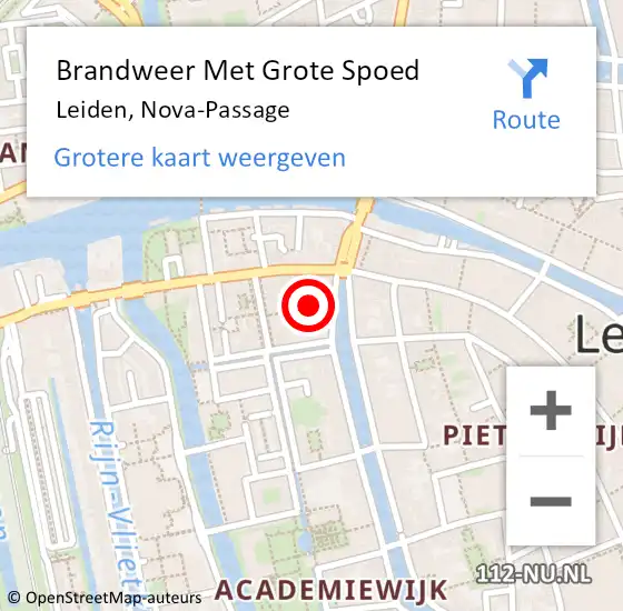 Locatie op kaart van de 112 melding: Brandweer Met Grote Spoed Naar Leiden, Nova-Passage op 19 december 2024 21:35