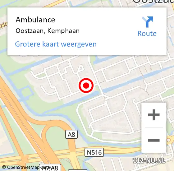 Locatie op kaart van de 112 melding: Ambulance Oostzaan, Kemphaan op 19 december 2024 21:41