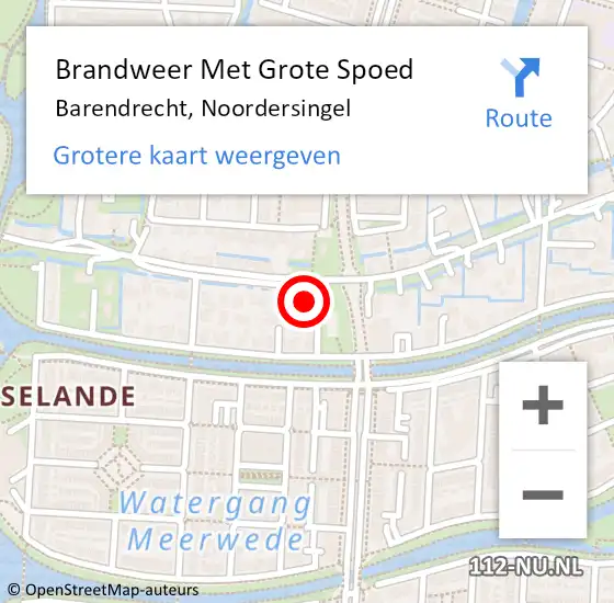 Locatie op kaart van de 112 melding: Brandweer Met Grote Spoed Naar Barendrecht, Noordersingel op 19 december 2024 21:45