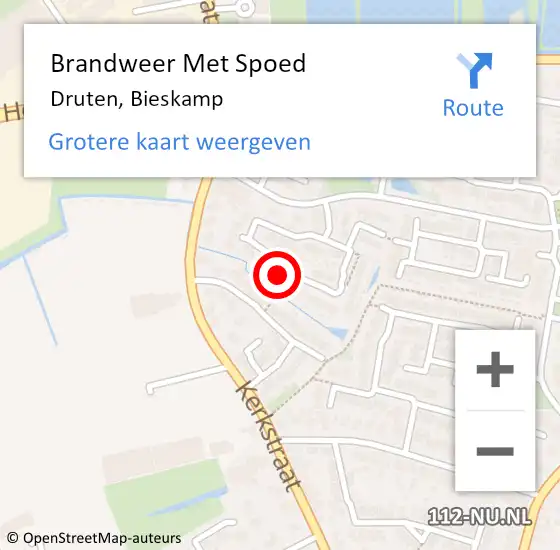 Locatie op kaart van de 112 melding: Brandweer Met Spoed Naar Druten, Bieskamp op 19 december 2024 22:19