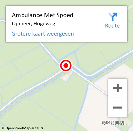 Locatie op kaart van de 112 melding: Ambulance Met Spoed Naar Opmeer, Hogeweg op 19 december 2024 22:55