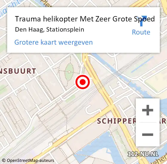 Locatie op kaart van de 112 melding: Trauma helikopter Met Zeer Grote Spoed Naar Den Haag, Stationsplein op 19 december 2024 23:02