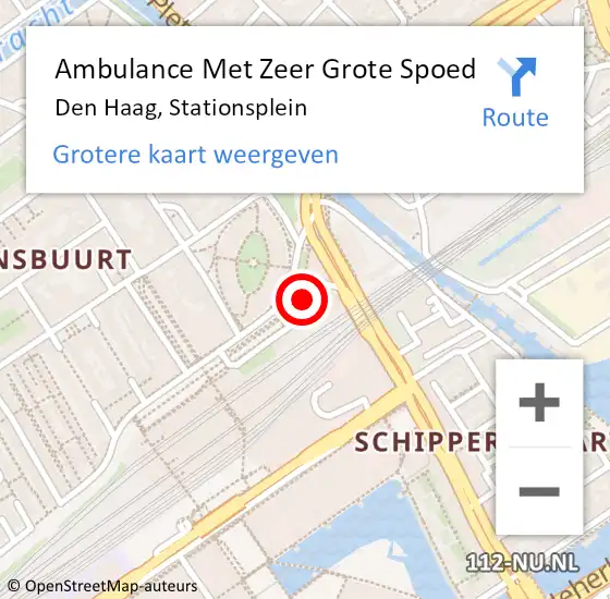 Locatie op kaart van de 112 melding: Ambulance Met Zeer Grote Spoed Naar Den Haag, Stationsplein op 19 december 2024 23:02