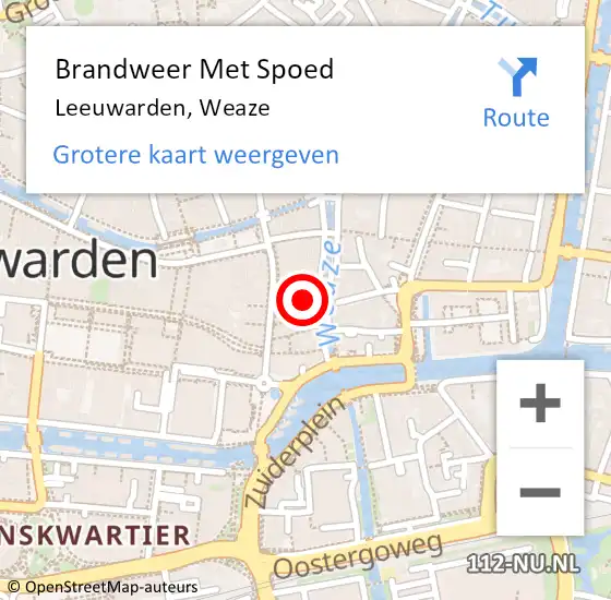 Locatie op kaart van de 112 melding: Brandweer Met Spoed Naar Leeuwarden, Weaze op 19 december 2024 23:06