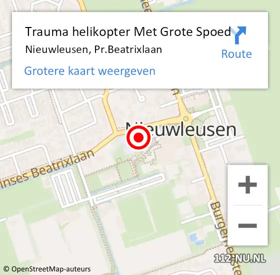 Locatie op kaart van de 112 melding: Trauma helikopter Met Grote Spoed Naar Nieuwleusen, Pr.Beatrixlaan op 19 december 2024 23:35