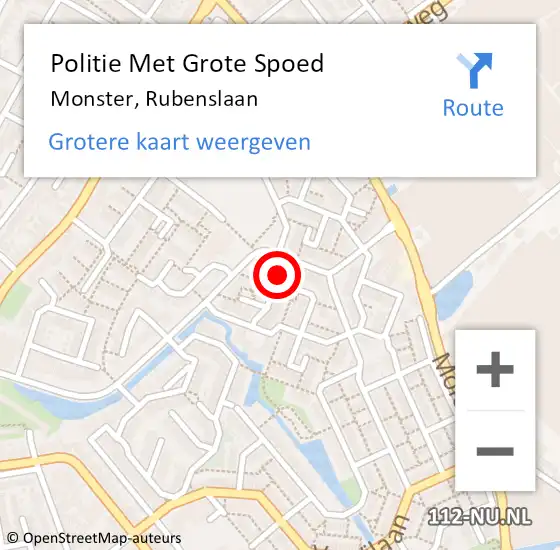 Locatie op kaart van de 112 melding: Politie Met Grote Spoed Naar Monster, Rubenslaan op 19 december 2024 23:52