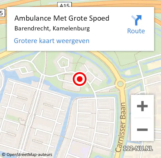 Locatie op kaart van de 112 melding: Ambulance Met Grote Spoed Naar Barendrecht, Kamelenburg op 20 december 2024 00:40