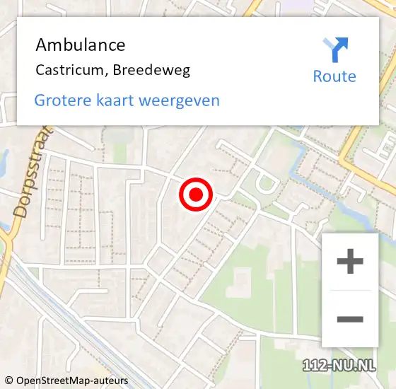 Locatie op kaart van de 112 melding: Ambulance Castricum, Breedeweg op 20 december 2024 00:47