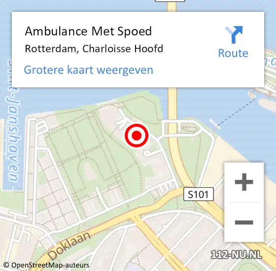 Locatie op kaart van de 112 melding: Ambulance Met Spoed Naar Rotterdam, Charloisse Hoofd op 20 december 2024 01:01