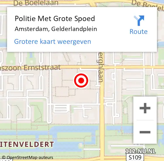 Locatie op kaart van de 112 melding: Politie Met Grote Spoed Naar Amsterdam, Gelderlandplein op 20 december 2024 02:18