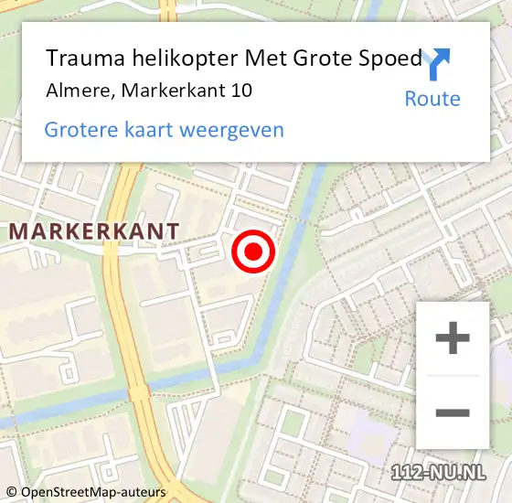 Locatie op kaart van de 112 melding: Trauma helikopter Met Grote Spoed Naar Almere, Markerkant 10 op 20 december 2024 02:22