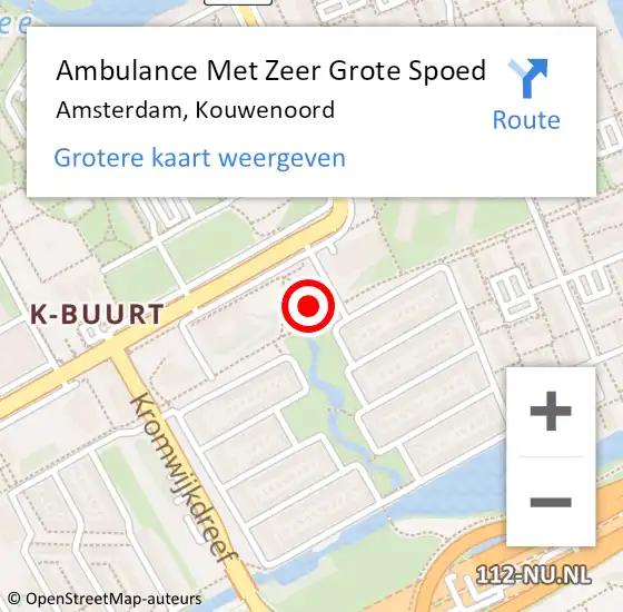 Locatie op kaart van de 112 melding: Ambulance Met Zeer Grote Spoed Naar Amsterdam, Kouwenoord op 20 december 2024 02:35