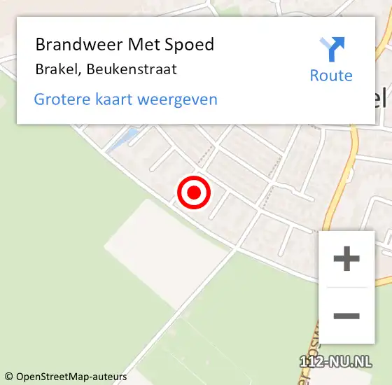 Locatie op kaart van de 112 melding: Brandweer Met Spoed Naar Brakel, Beukenstraat op 20 december 2024 02:40