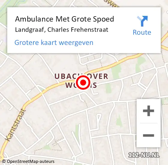 Locatie op kaart van de 112 melding: Ambulance Met Grote Spoed Naar Landgraaf, Charles Frehenstraat op 31 oktober 2014 00:34