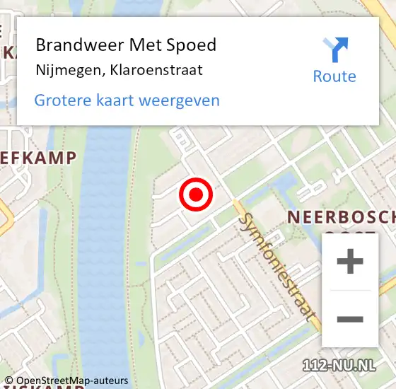 Locatie op kaart van de 112 melding: Brandweer Met Spoed Naar Nijmegen, Klaroenstraat op 20 december 2024 03:29