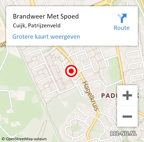 Locatie op kaart van de 112 melding: Brandweer Met Spoed Naar Cuijk, Patrijzenveld op 20 december 2024 03:42