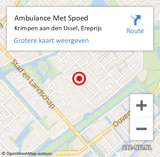 Locatie op kaart van de 112 melding: Ambulance Met Spoed Naar Krimpen aan den IJssel, Ereprijs op 20 december 2024 04:00