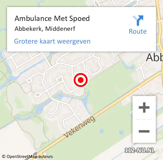 Locatie op kaart van de 112 melding: Ambulance Met Spoed Naar Abbekerk, Middenerf op 20 december 2024 04:41